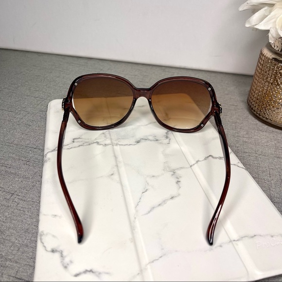 Brown & Gold Oversized Sunglasses Polarized New with Case - Picture 6 of 7